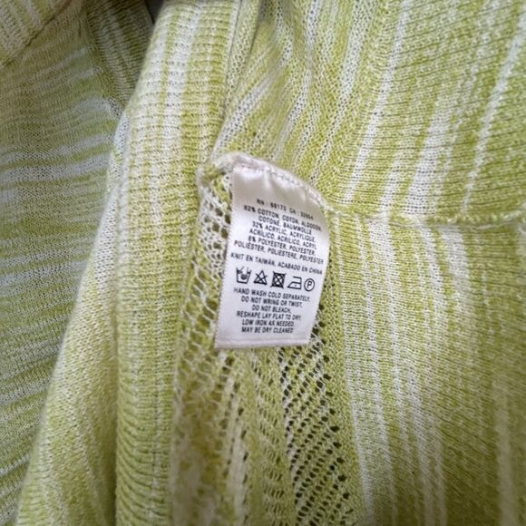 Moth Anthropologie Lightweight V Neck Sweater Lime Green Boho Hippie Womens Sz L - Picture 8 of 11